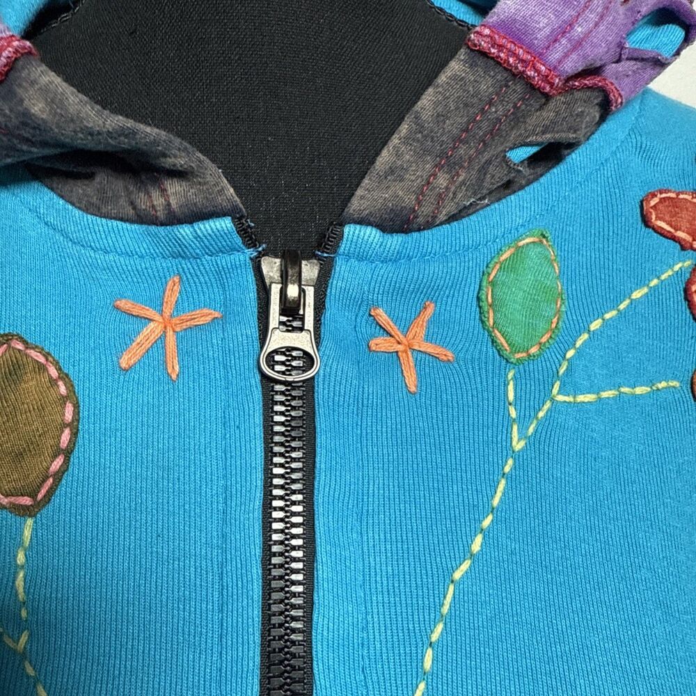 Rising International Colorful Hippie Boho Floral Full Zip Hoodie Women's Medium - Picture 6 of 15